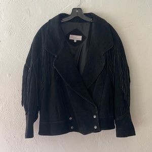 Black suede fringe jacket vintage